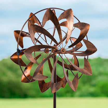 75 inch blades hydro wind spinner copper-toned metal wind wheel sculpture on Tampa Home & Garden Store