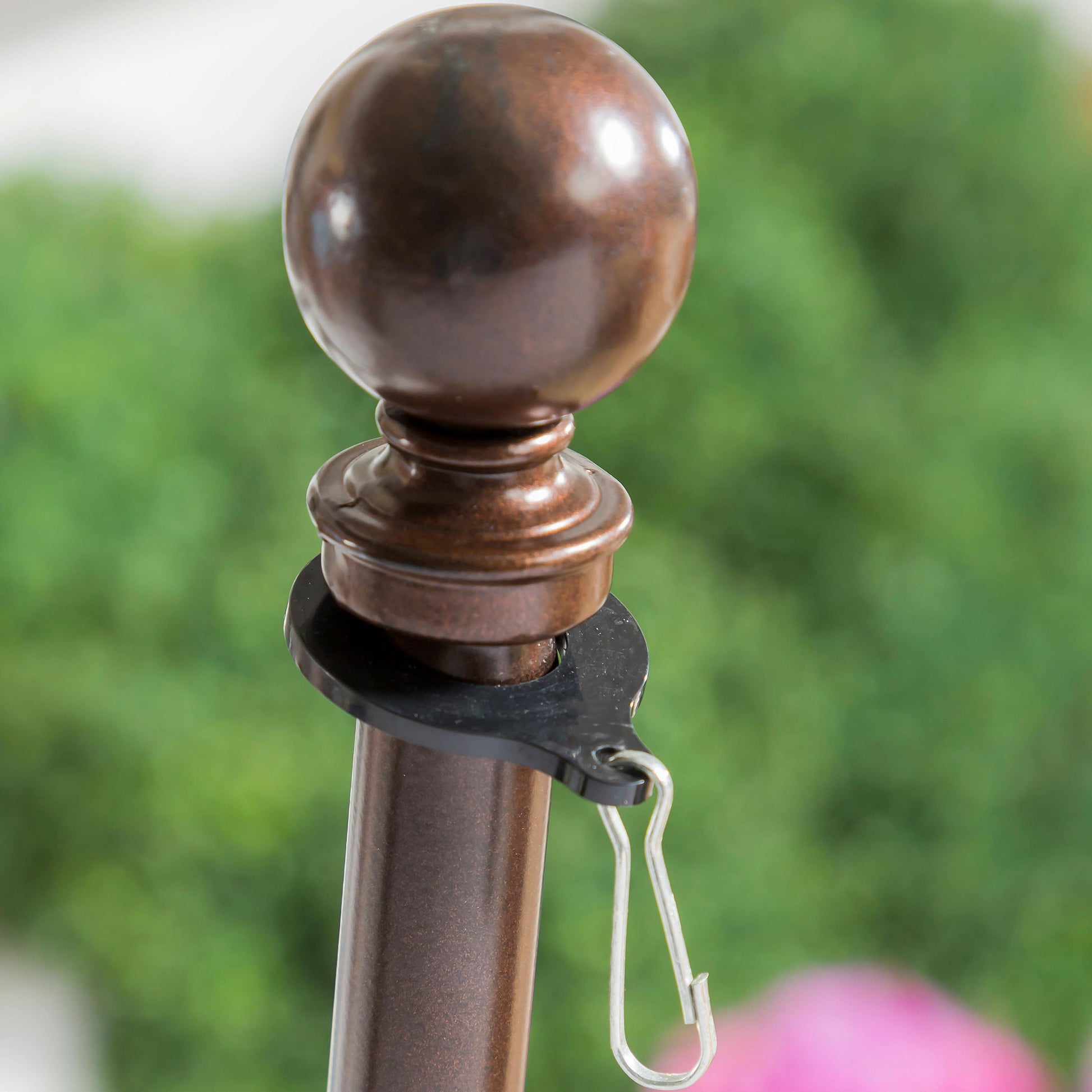 Extendable metal house flag pole in copper bronze finish with mounting hardware on Tampa Home & Garden Store