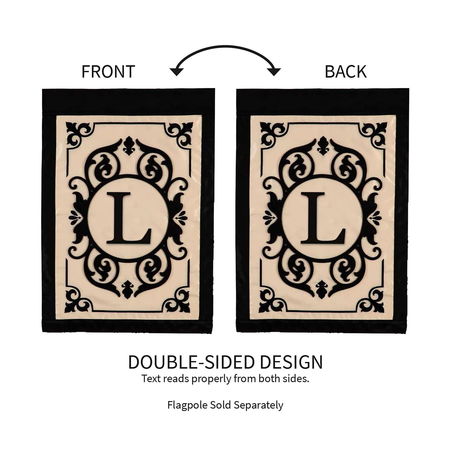 Applique flags Cambridge Letter L, beige with black frame, double-sided by Evergreen Enterprises on Tampa Home & Garden Store