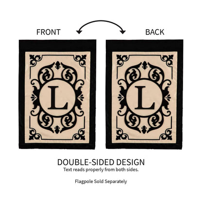 Applique flags Cambridge Letter L, beige with black frame, double-sided by Evergreen Enterprises on Tampa Home & Garden Store