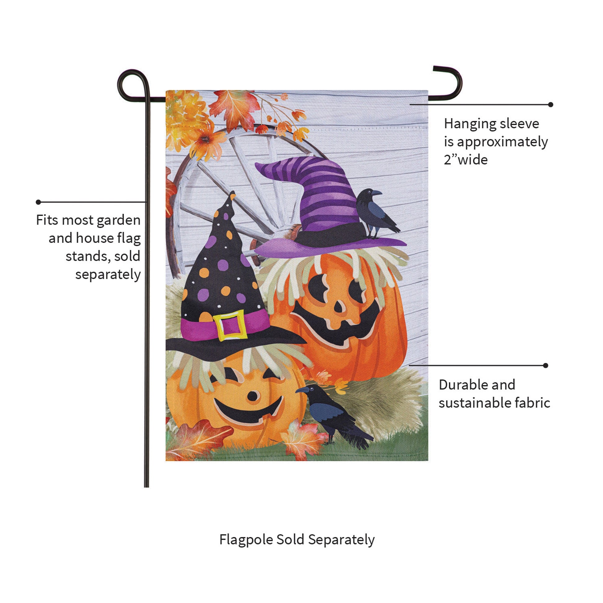 Couple Of Jacks Pumpkin Suede Garden Flag orange pumpkins on suede fabric on Tampa Home & Garden Store
