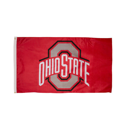 Ohio State University 3x5 flag with 2 grommets, red buckeye logo, Evergreen Enterprises on Tampa Home & Garden Store