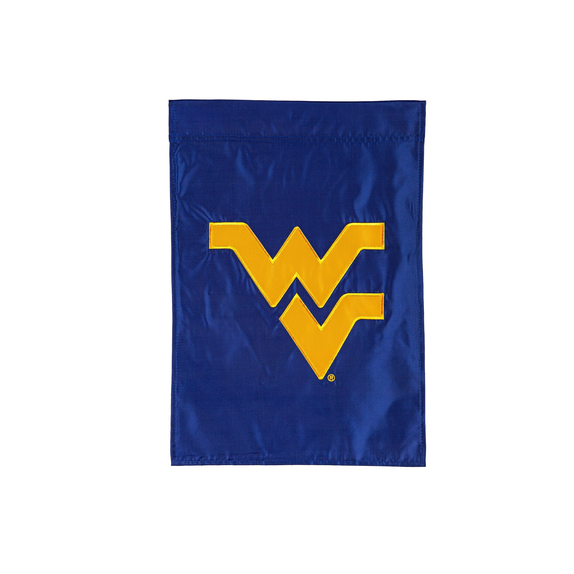 Applique flag West Virginia University in blue with gold WV emblem by Evergreen Enterprises on Tampa Home & Garden Store