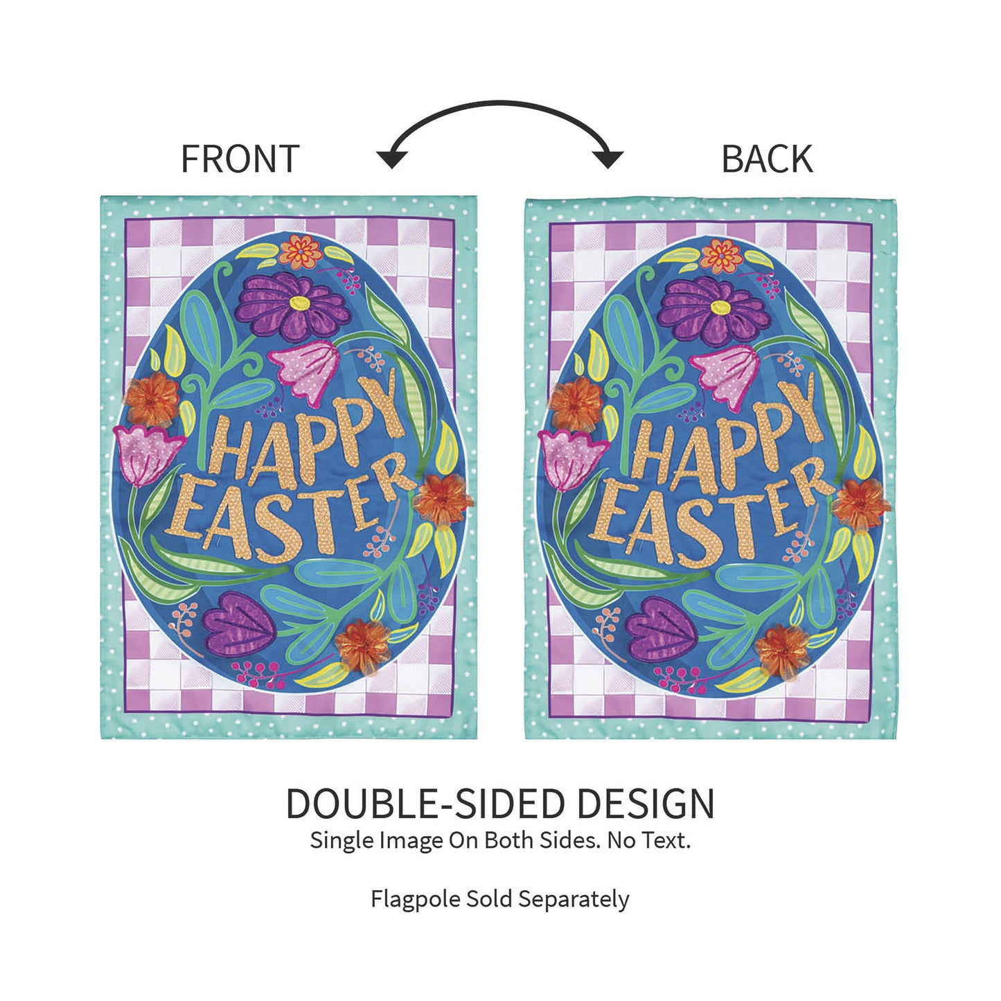 Happy Easter Egg Applique Garden Flag