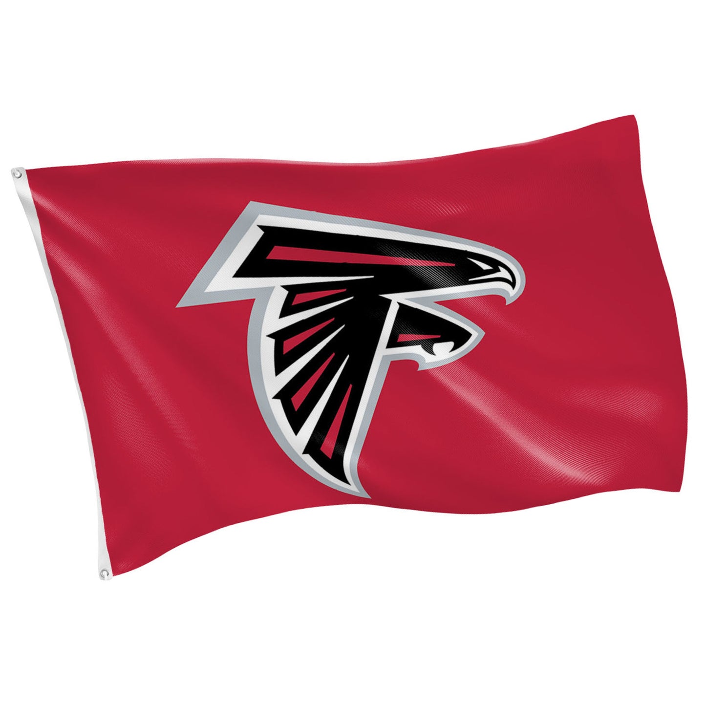 Atlanta Falcons single-sided flag 3x5 sublimated with Falcons logo on red field, 2 grommets on Tampa Home & Garden Store