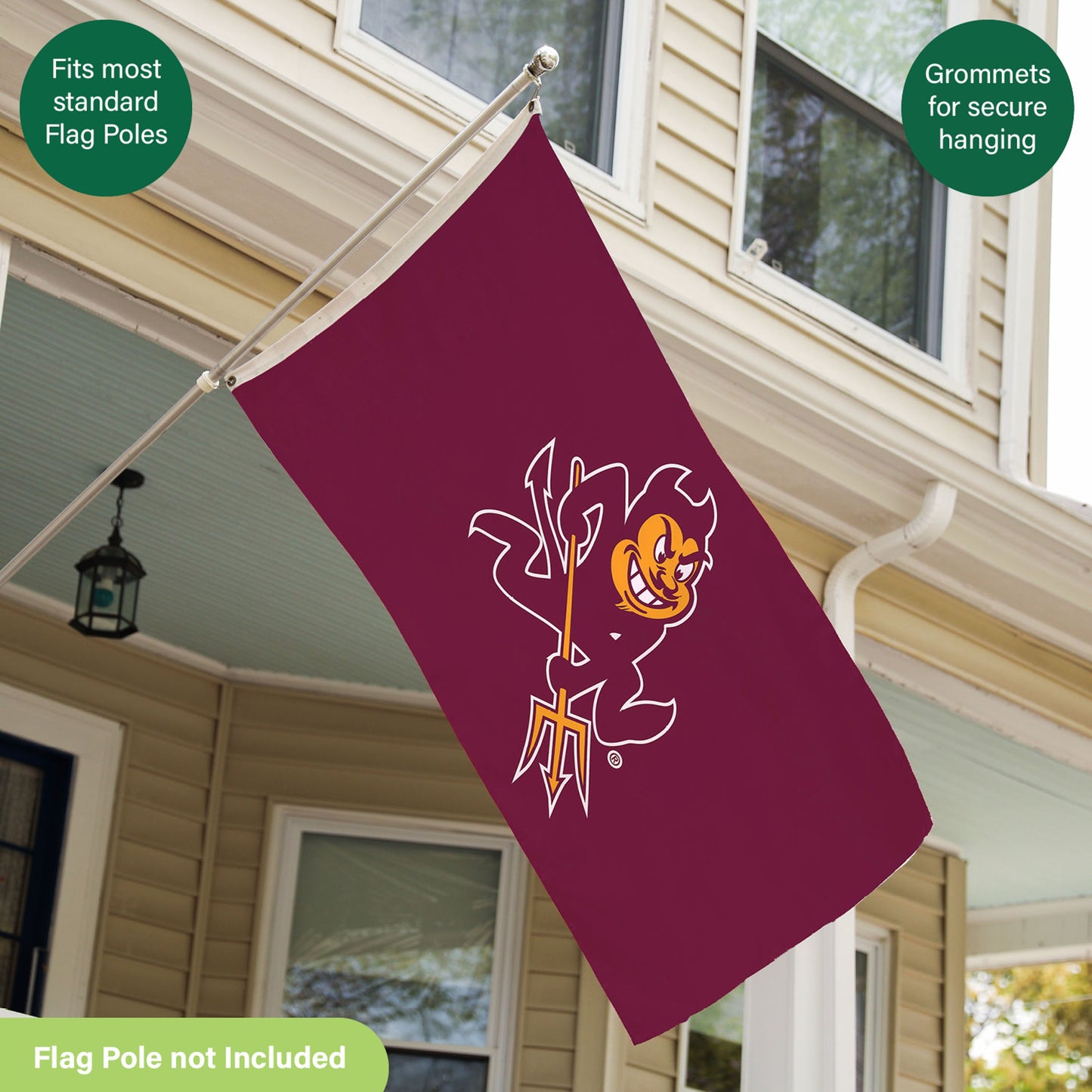 Arizona State University 3x5 single-sided sublimated flag with 2 grommets maroon on Tampa Home & Garden Store