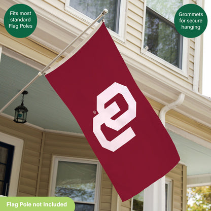 University of Oklahoma estate flag 3x5 with 2 grommets on maroon background on Tampa Home & Garden Store