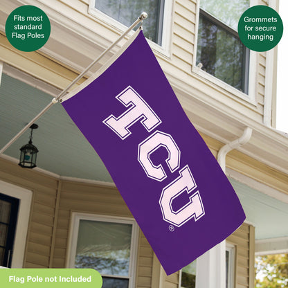 Texas Christian University purple single-sided 3x5 flag with 2 grommets Evergreen Enterprises on Tampa Home & Garden Store