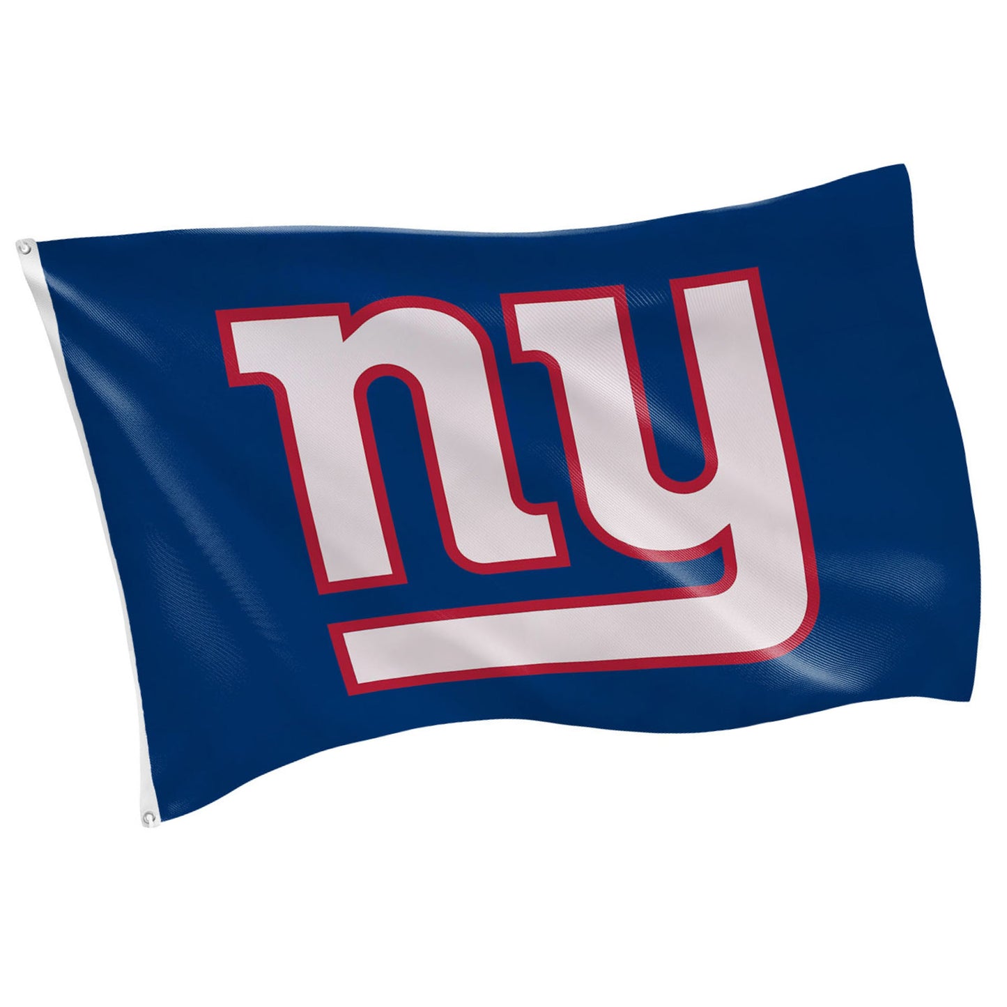 New York Giants flag 3x5 with 2 grommets on blue field with white letters outlined in red on Tampa Home & Garden Store