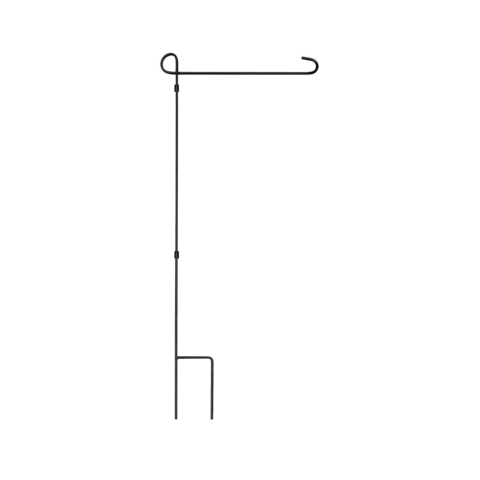 3-Piece Garden Flag Stand black metal with curved end hooks and looped mounting arm on Tampa Home & Garden Store