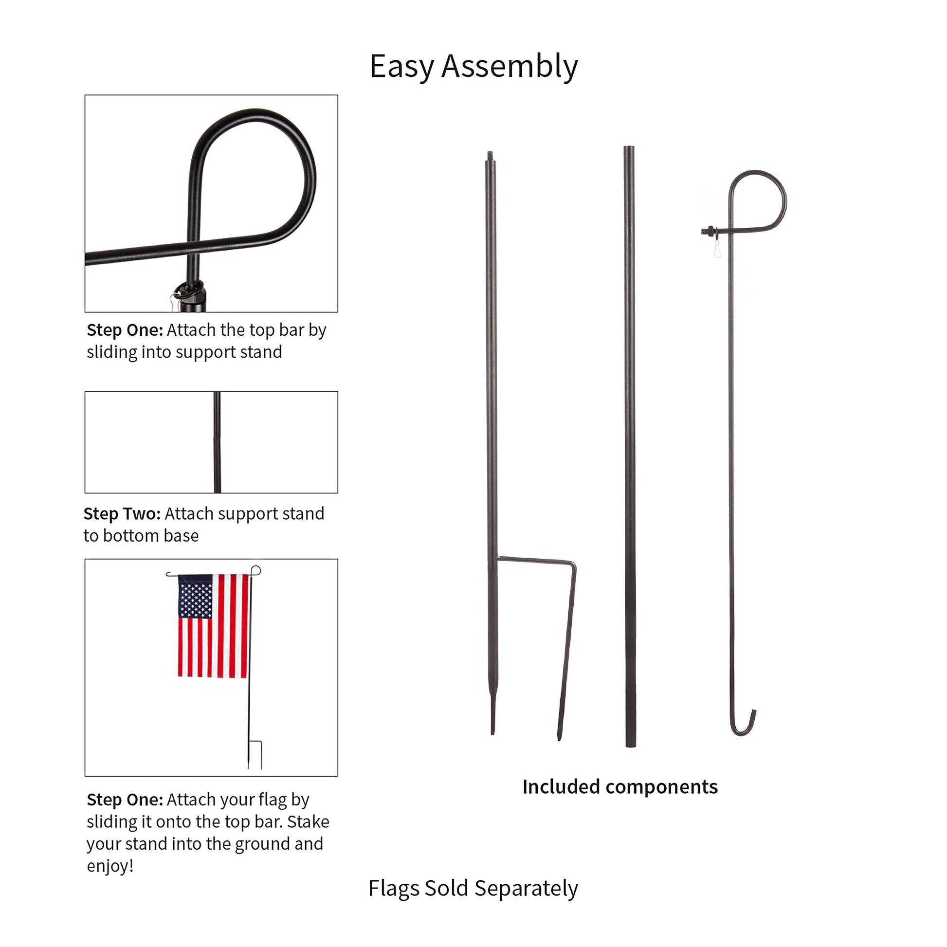 Iron House Flag Stand by Evergreen Enterprises, black iron stand with curved top loop on Tampa Home & Garden Store