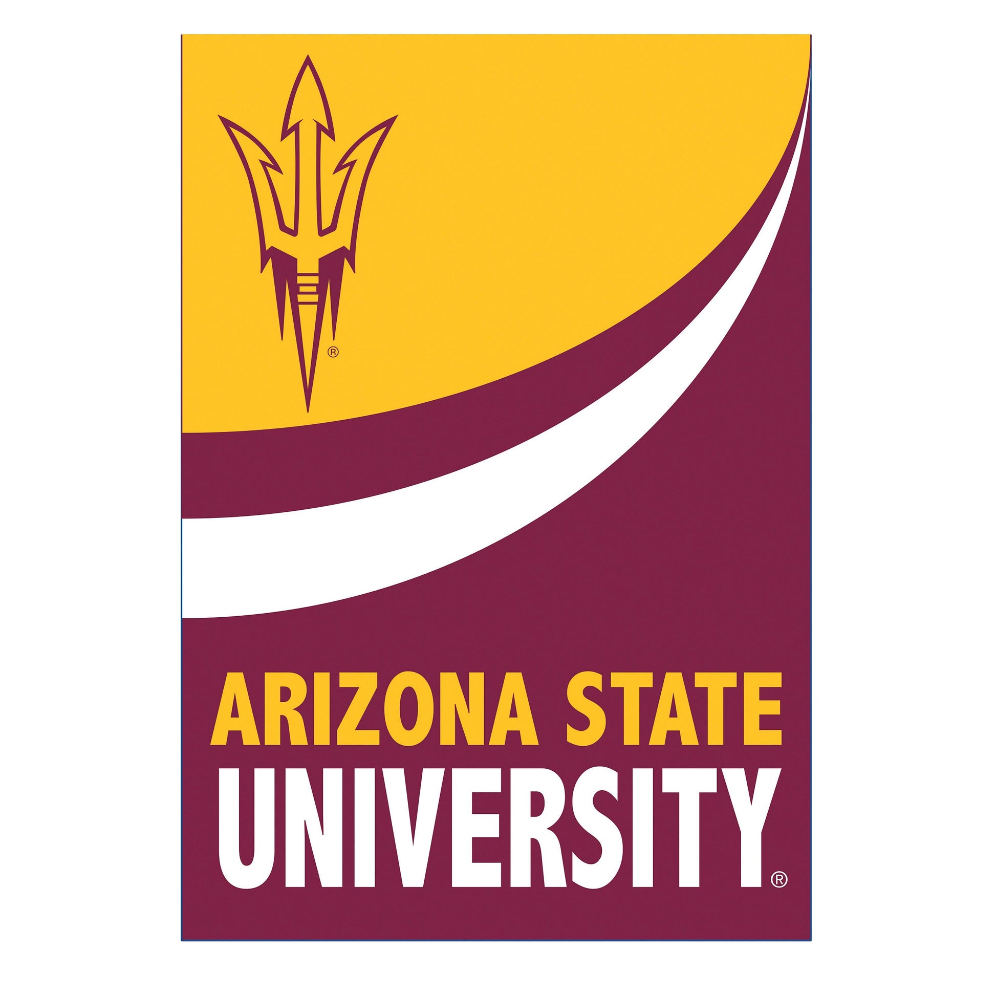 Burlap flag ASU trident on gold field with ARIZONA STATE UNIVERSITY text on Tampa Home & Garden Store