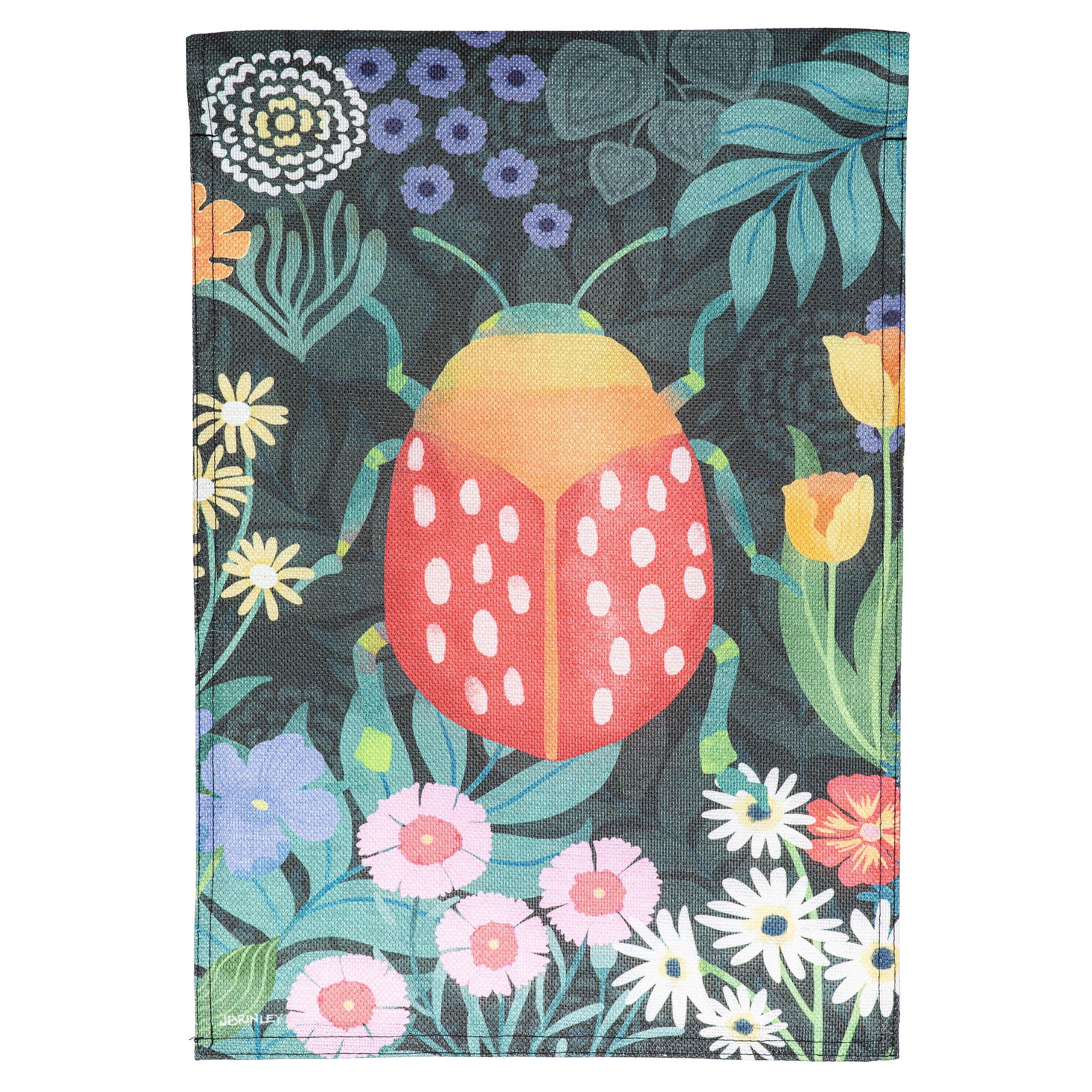 Garden Park Beetle Burlap Garden Flag by Evergreen Enterprises, colorful beetle pattern on Tampa Home & Garden Store