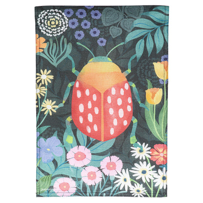Garden Park Beetle Burlap Garden Flag by Evergreen Enterprises, colorful beetle pattern on Tampa Home & Garden Store