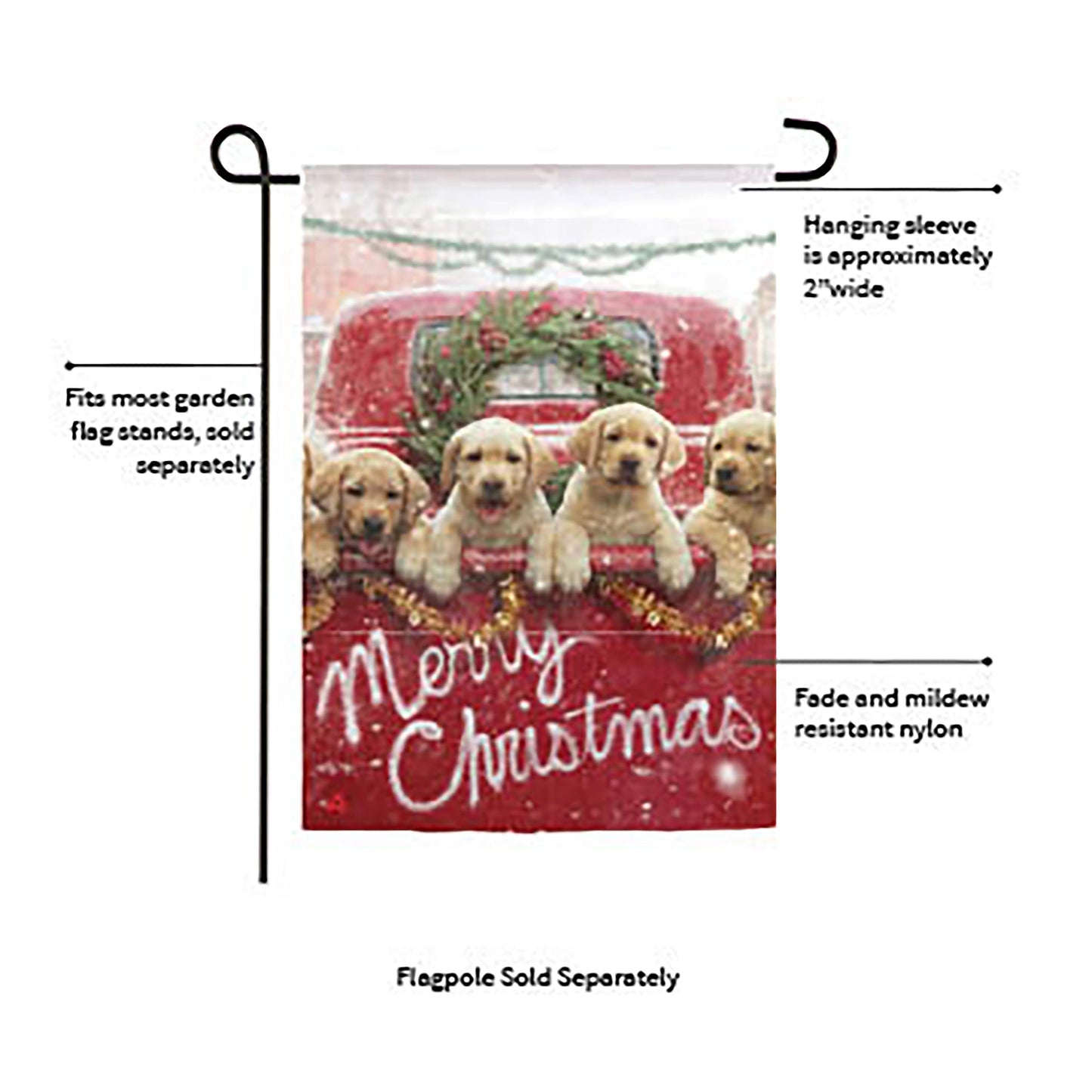 Red Truck with Puppies Suede Garden Flag by Evergreen Enterprises Wholesale Collective on Tampa Home & Garden Store