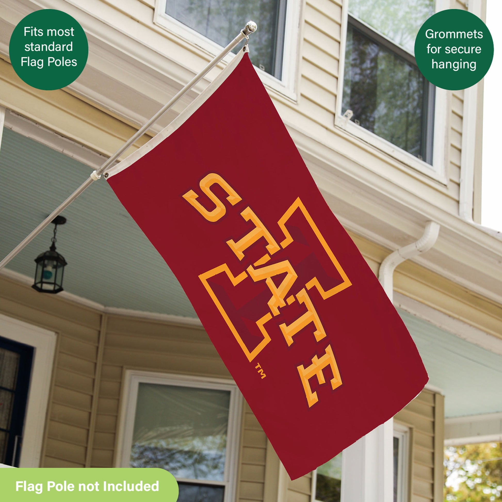Iowa State University Single Sided Estate Flag 3x5 ft red sublimated flag with 2 grommets on Tampa Home & Garden Store