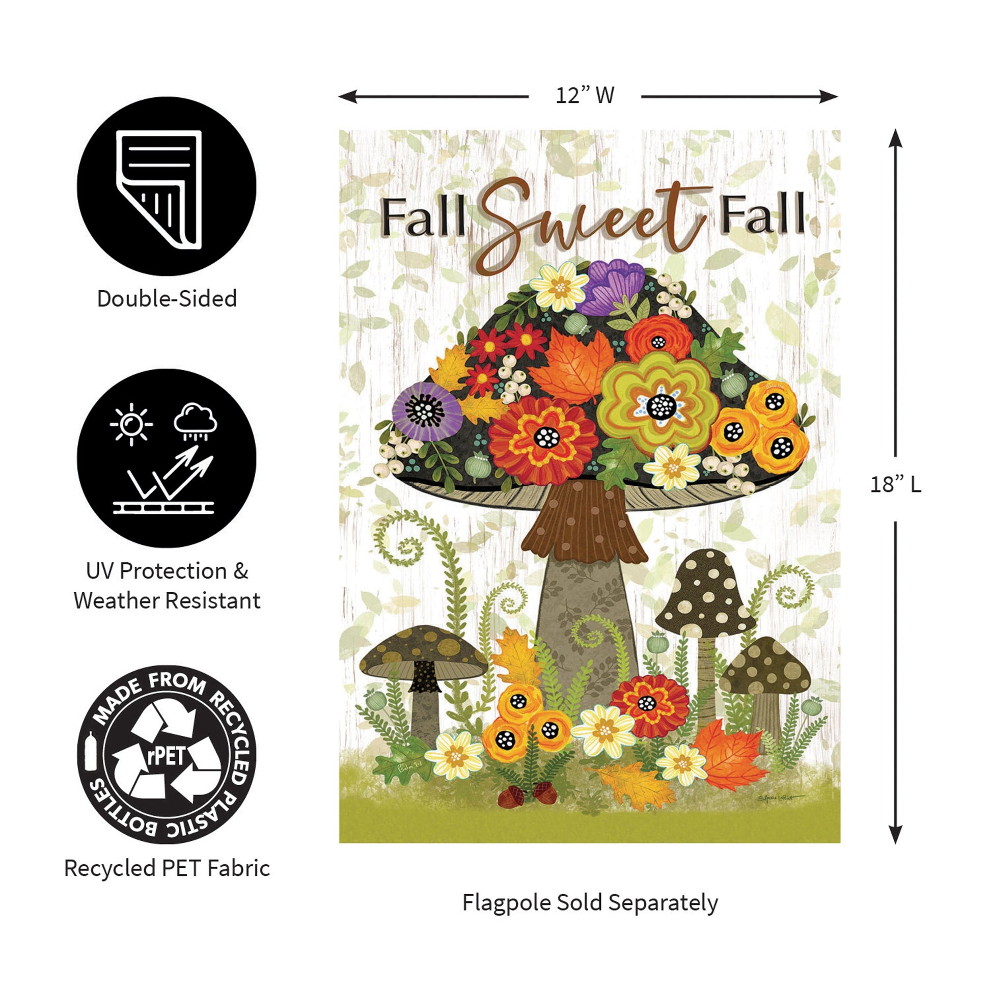 Fall Sweet Fall Burlap Garden Flag by Evergreen Enterprises, 12x18 autumn bouquet on burlap on Tampa Home & Garden Store