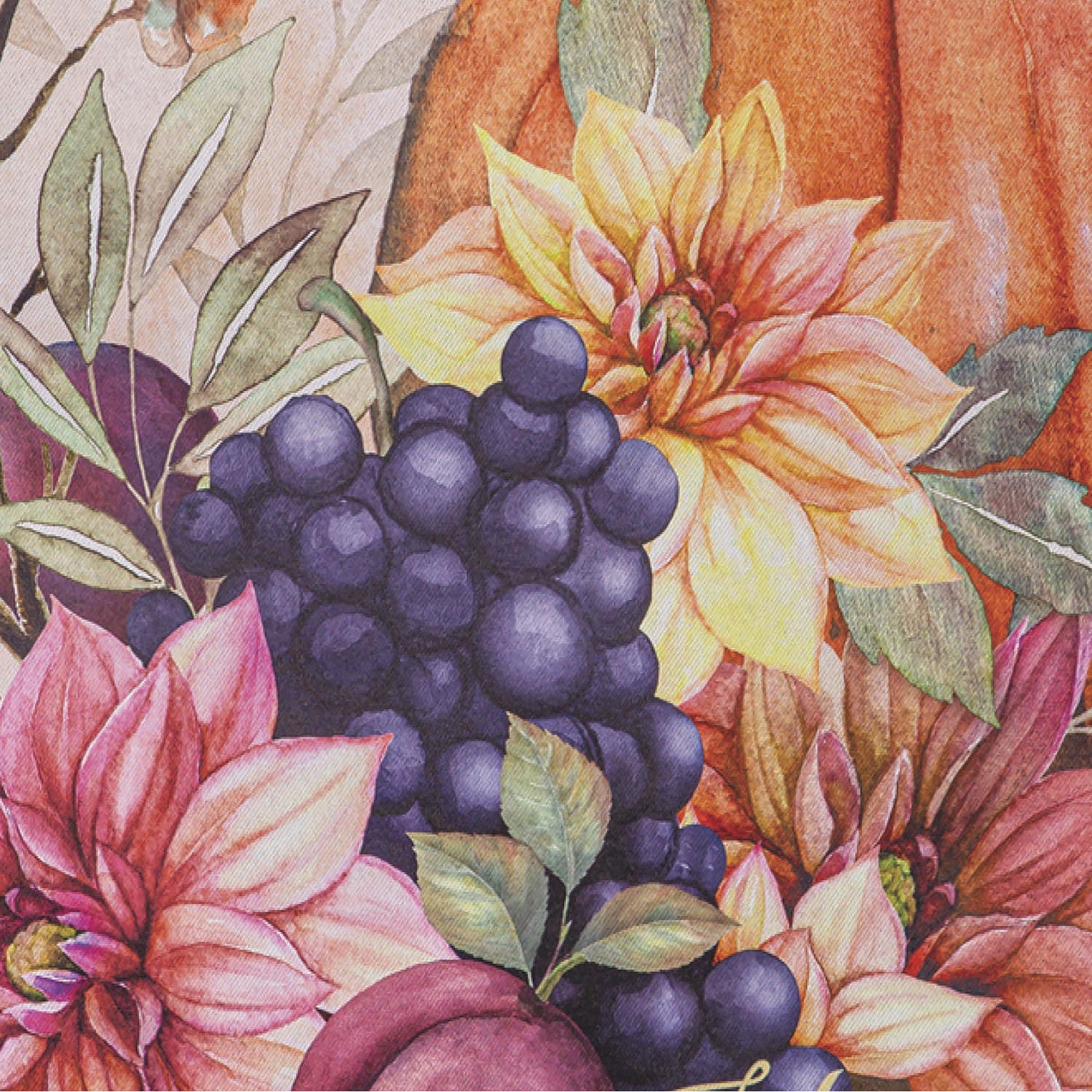 Happy Thanksgiving Suede Garden Flag with a vivid autumn bouquet in orange, purple and yellow on Tampa Home & Garden Store