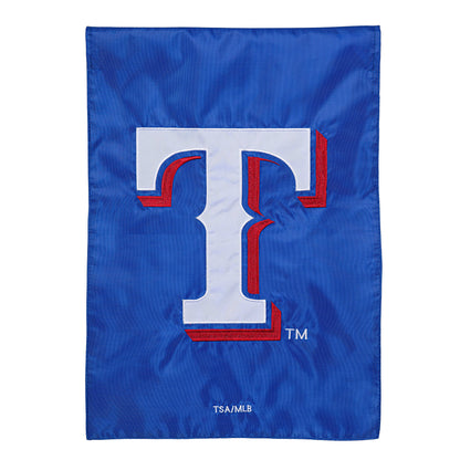 Texas Rangers Applique Flag on blue field with white and red letters Evergreen Enterprises on Tampa Home & Garden Store