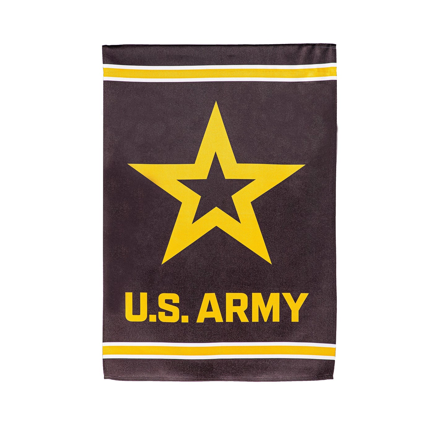 Embossed suede flag Army, brown with large yellow star, white border, U.S. Army text on Tampa Home & Garden Store
