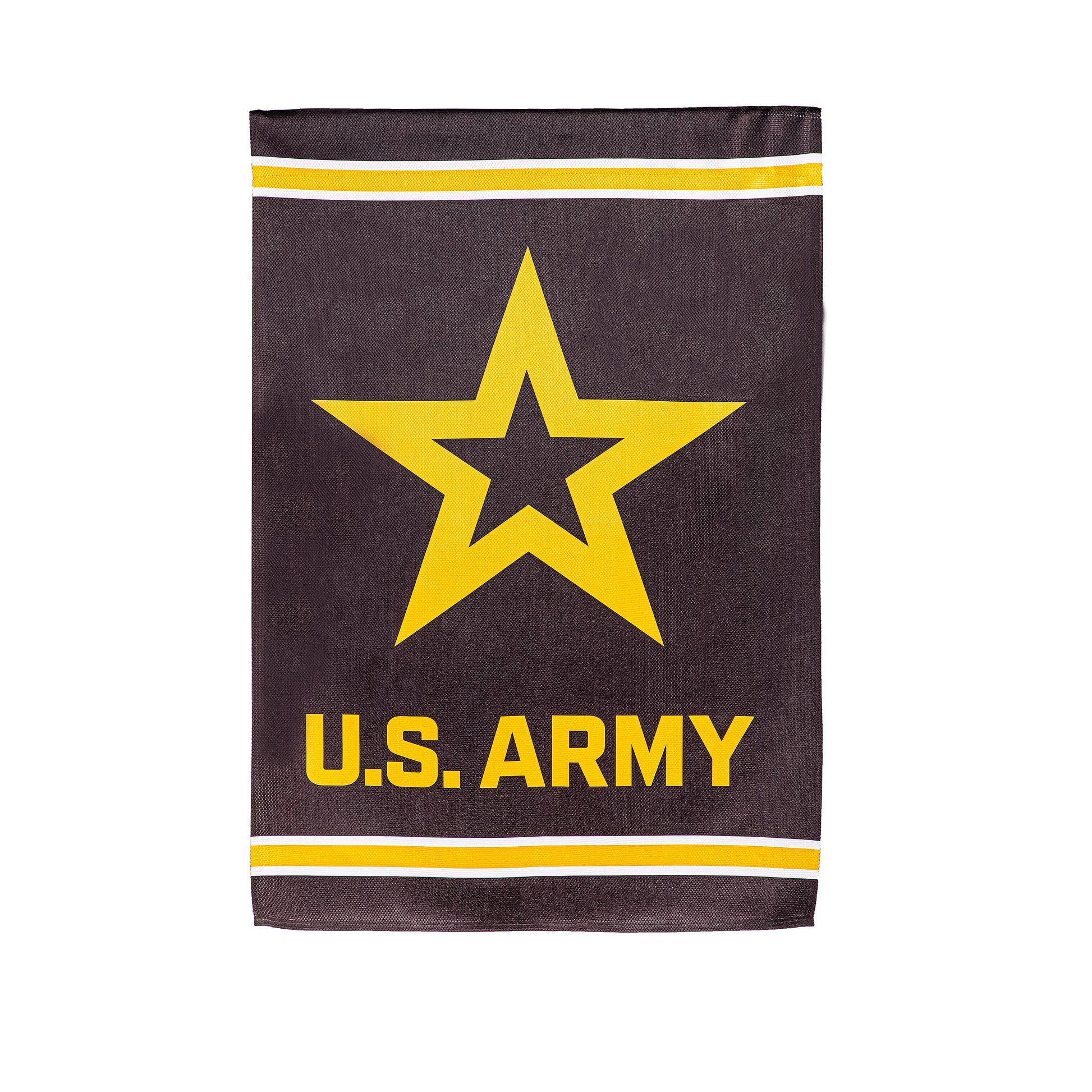 Embossed suede flag Army, brown with large yellow star, white border, U.S. Army text on Tampa Home & Garden Store