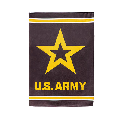 Embossed suede flag Army, brown with large yellow star, white border, U.S. Army text on Tampa Home & Garden Store