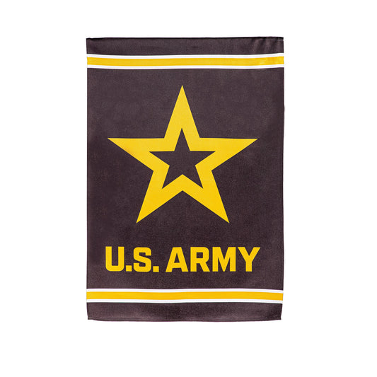 Embossed suede flag Army, brown with large yellow star, white border, U.S. Army text on Tampa Home & Garden Store