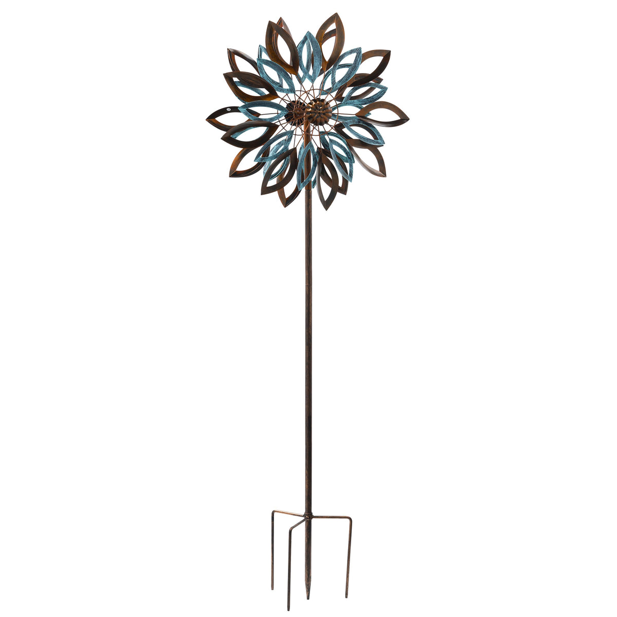 Copper and Verdigris Leaves Garden Wind Spinner