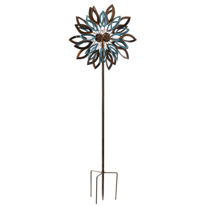Copper and Verdigris Leaves Garden Wind Spinner