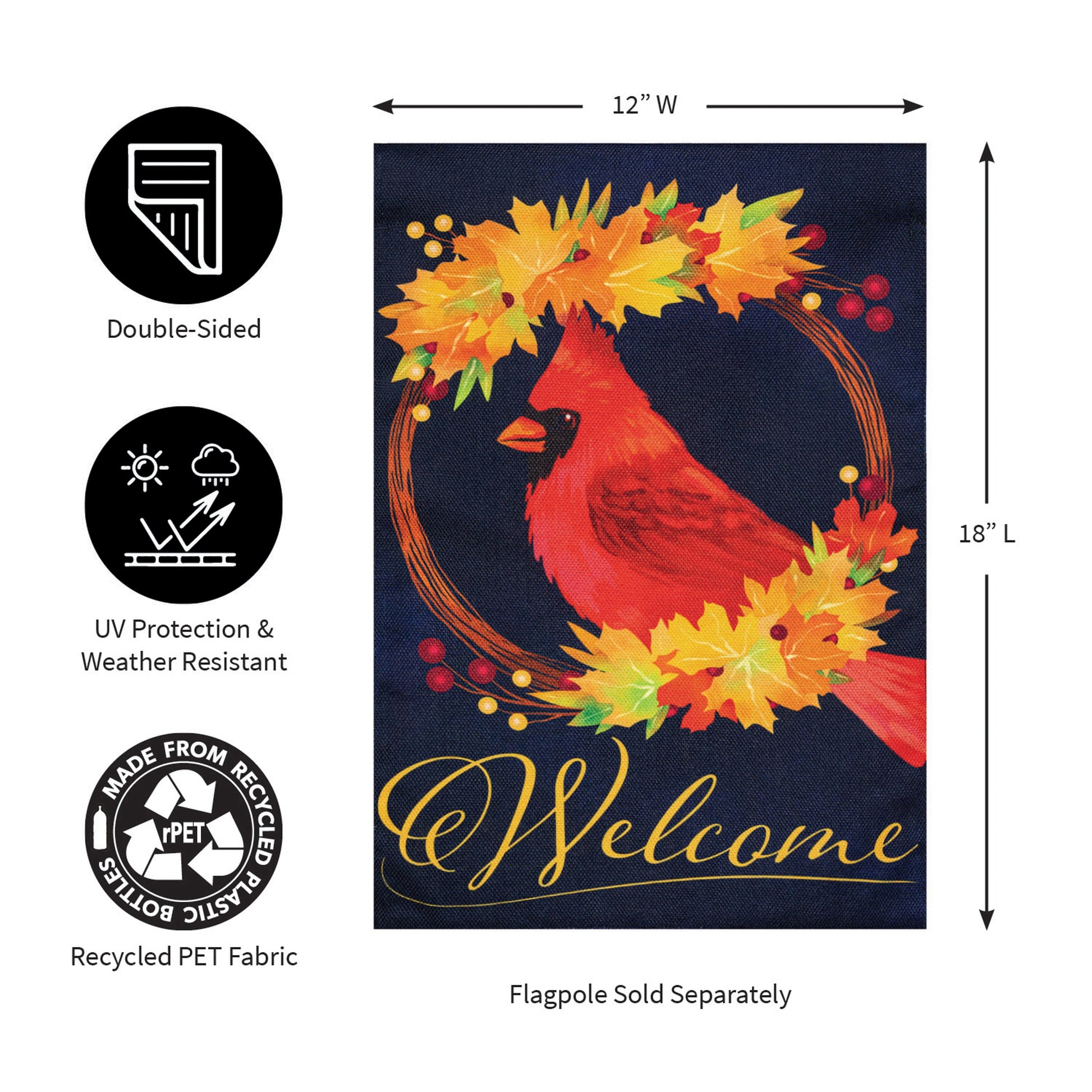 Fall Cardinal Wreath Burlap Garden Flag with cardinal and autumn wreath by Evergreen Enterprises on Tampa Home & Garden Store