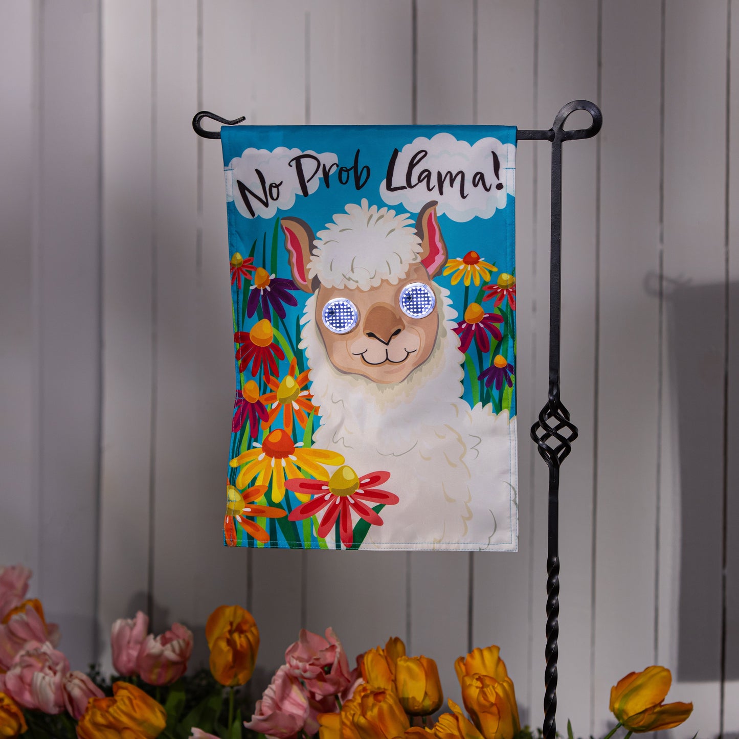 Animated No Prob Llama Applique Lighted Garden Flag with 2 LEDs; Evergreen Enterprises on Tampa Home & Garden Store