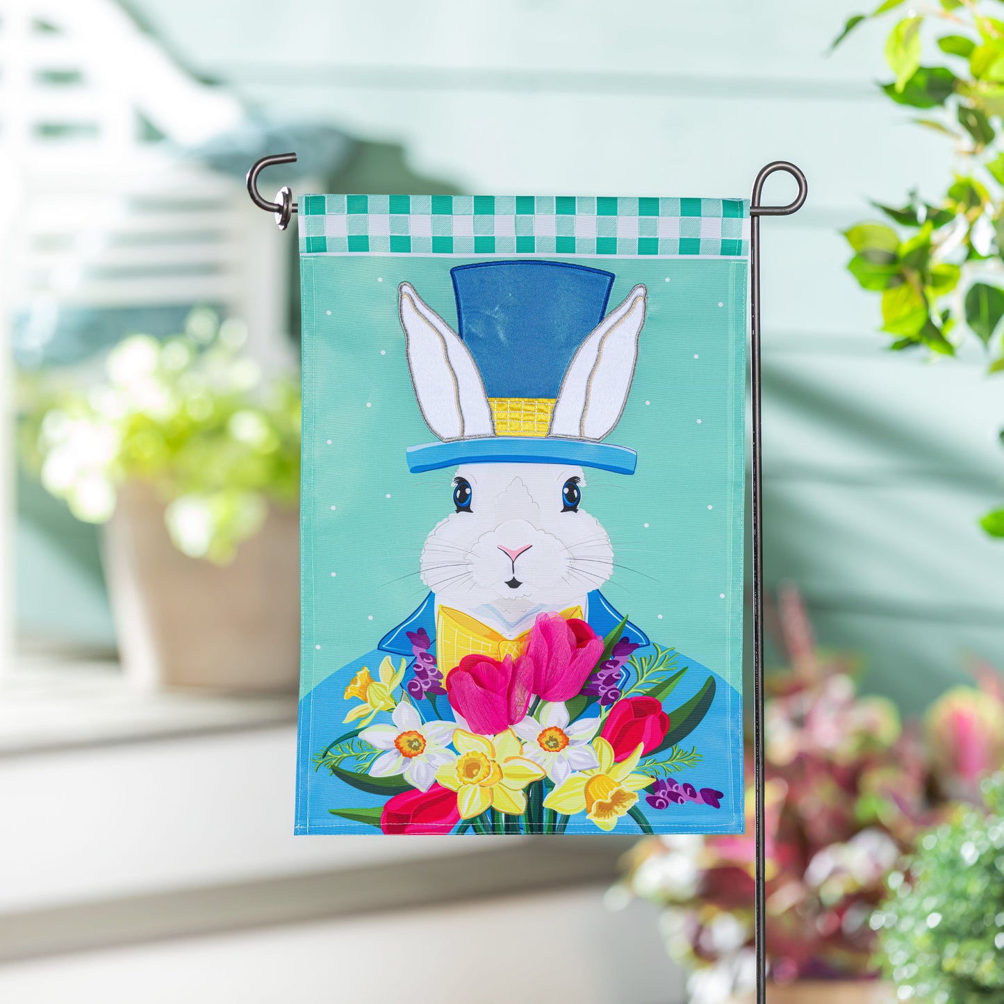 Mister Easter Bunny Applique Garden Flag