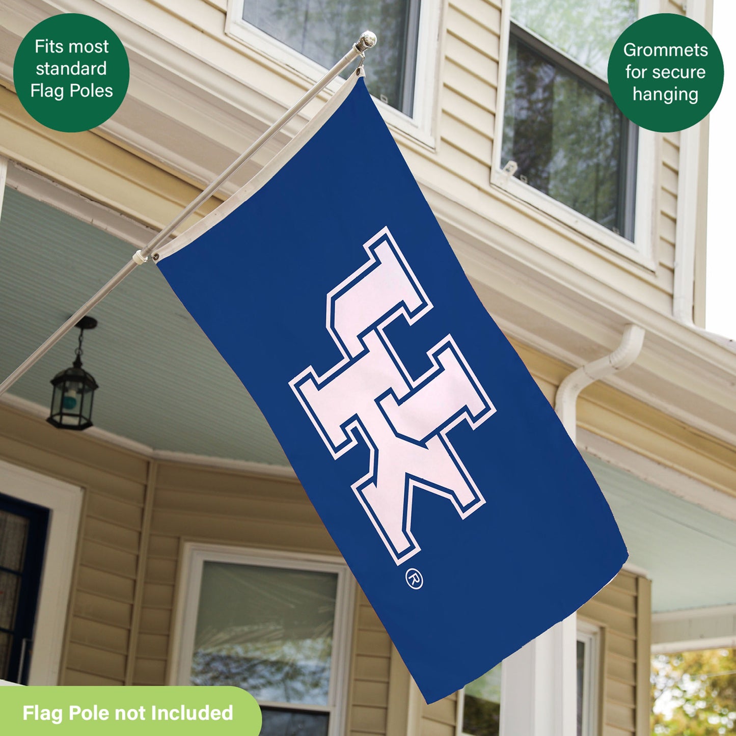 University of Kentucky blue single-sided 3x5 estate flag with 2 grommets by Evergreen on Tampa Home & Garden Store