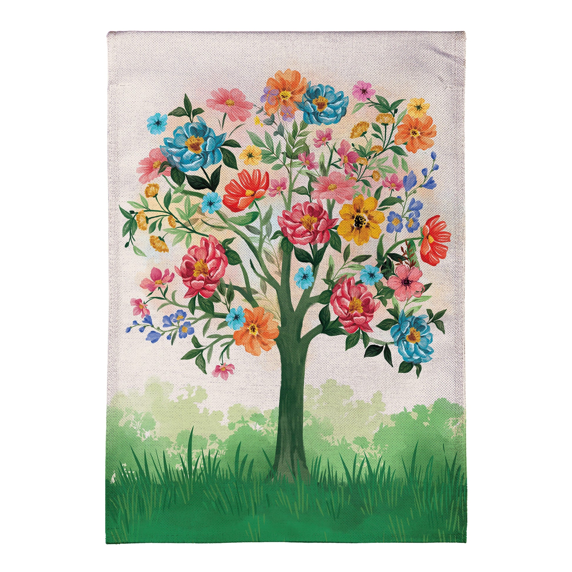 Burlap Garden Flag Blooming Tree of Life with vibrant blooms by Evergreen Enterprises on Tampa Home & Garden Store