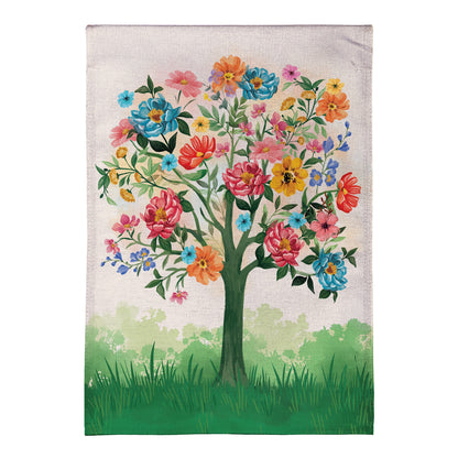Burlap Garden Flag Blooming Tree of Life with vibrant blooms by Evergreen Enterprises on Tampa Home & Garden Store