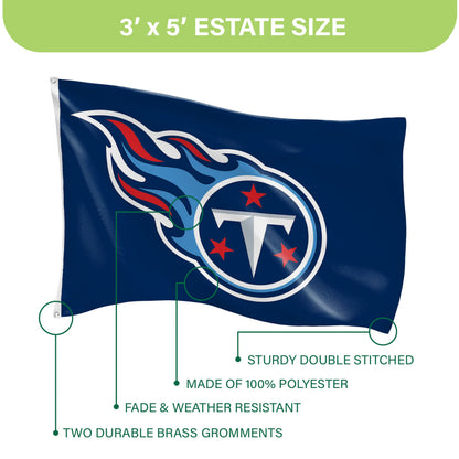 Tennessee Titans flag 3x5 single-sided sublimated with 2 grommets by Evergreen Enterprises on Tampa Home & Garden Store