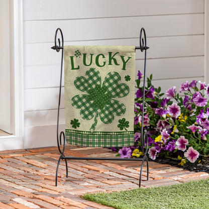 Lucky Clover Suede Garden Flag