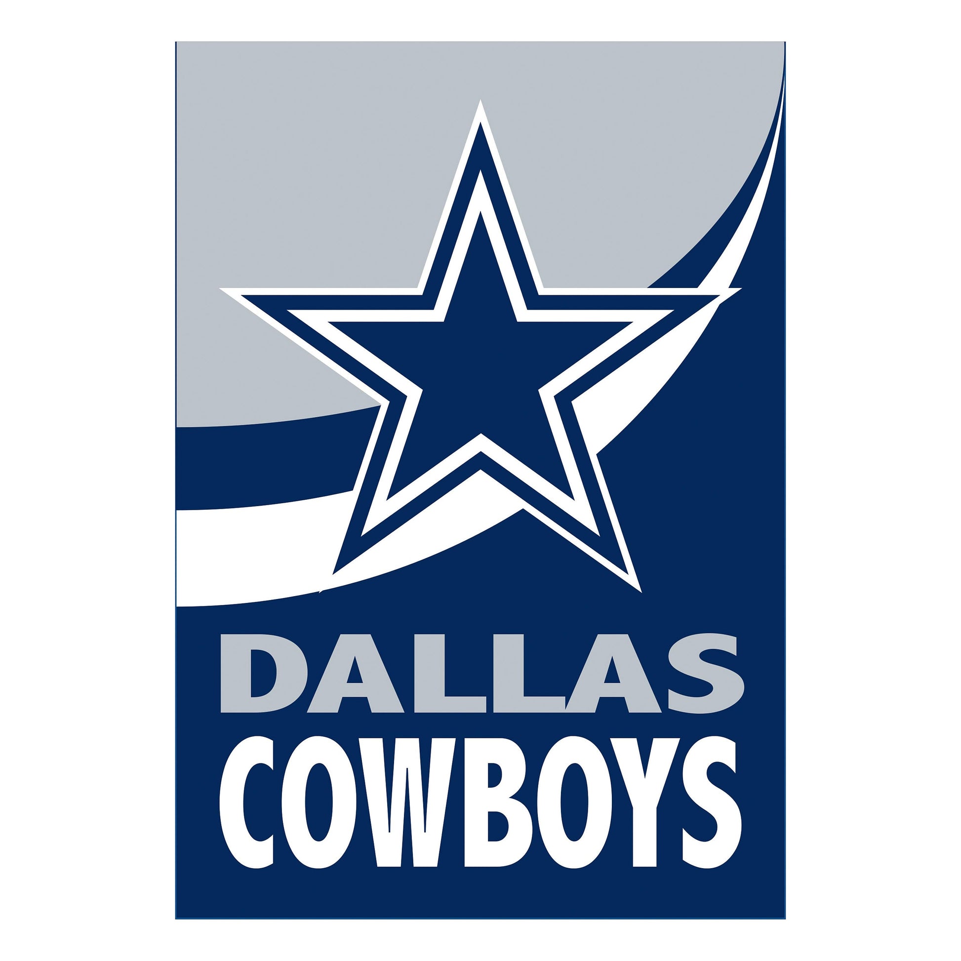 Dallas Cowboys Burlap Flag GDN Size by Evergreen Enterprises, blue gray flag with white-star logo on Tampa Home & Garden Store