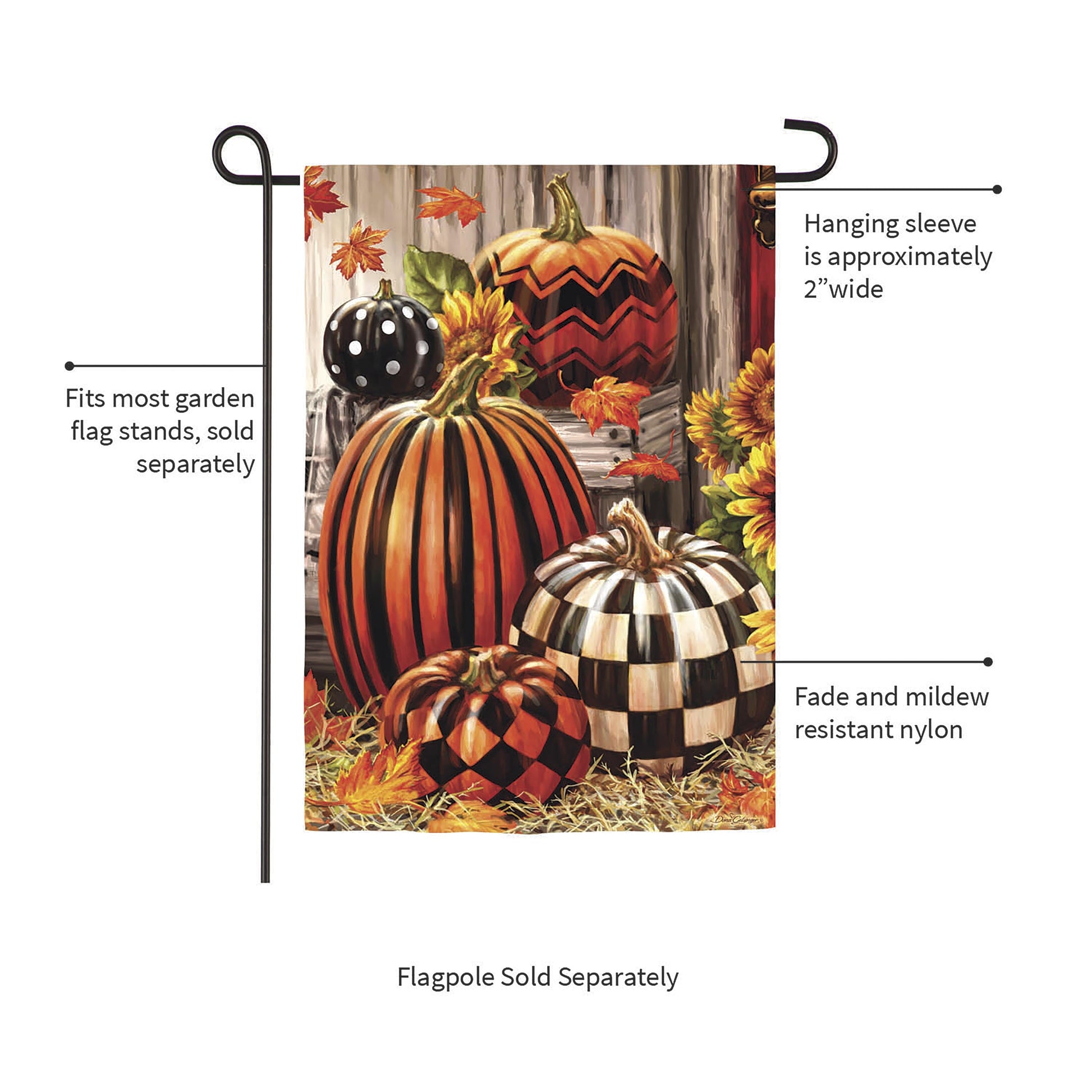 Fall Harvest Pumpkins Burlap Garden Flag with pumpkin motif on rustic burlap fabric on Tampa Home & Garden Store