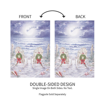 Christmas on the Beach Suede Garden Flag by Evergreen Enterprises, double-sided beach scene on Tampa Home & Garden Store