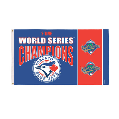Toronto Blue Jays 3x5 single-sided sublimated flag with grommets, World Series Champions design on Tampa Home & Garden Store