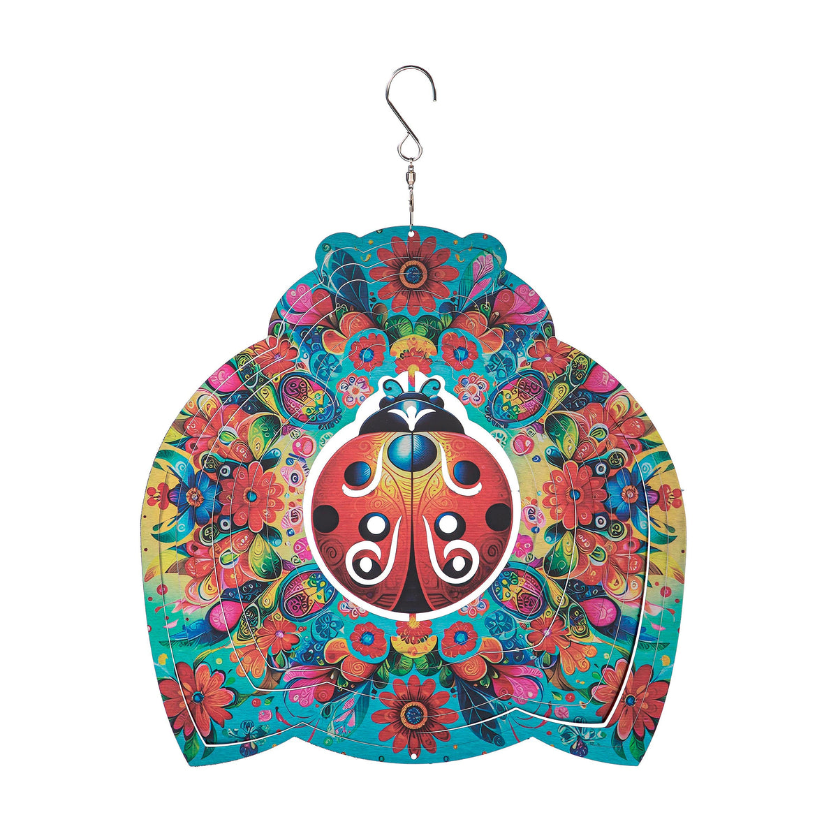Illusion Spinner Edge Program wind spinner with multicolor floral artwork and hanging hook on Tampa Home & Garden Store