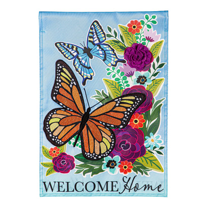 Welcome Home Butterflies Applique Flag with colorful butterflies Evergreen Enterprises on Tampa Home & Garden Store