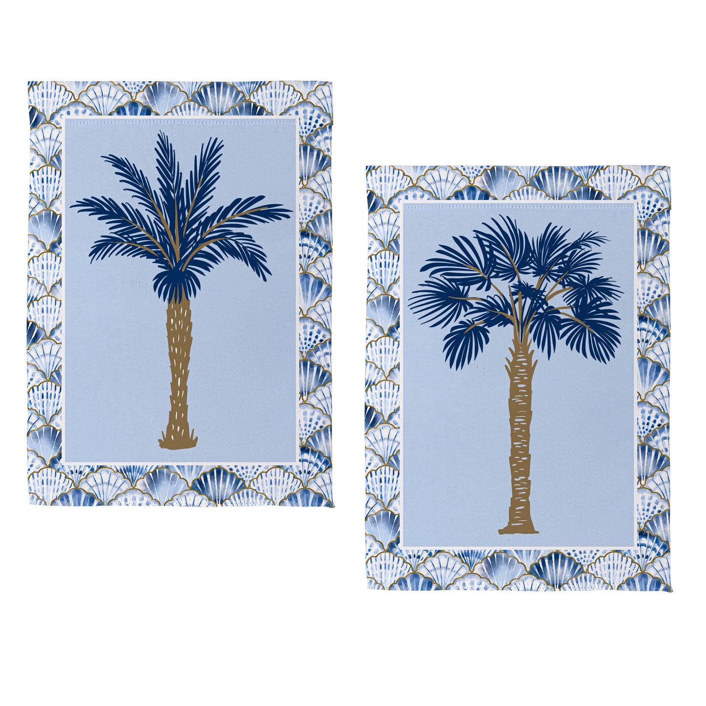 Blue Coastal Palm Trees Double Sided Suede House Flag