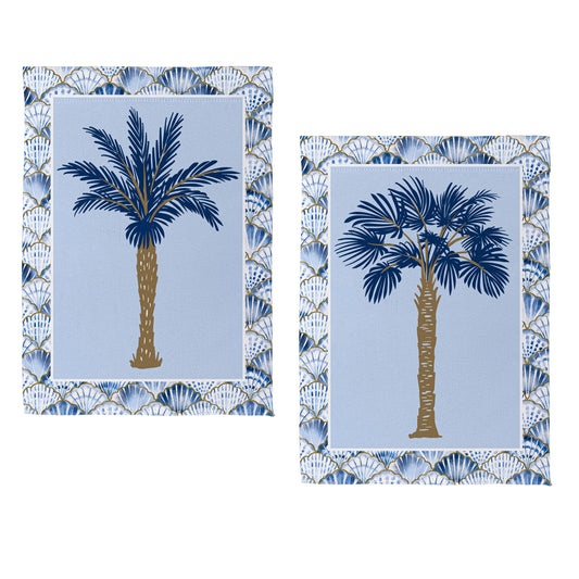 Blue Coastal Palm Trees Double Sided Suede House Flag - Tampa Home & Garden Store