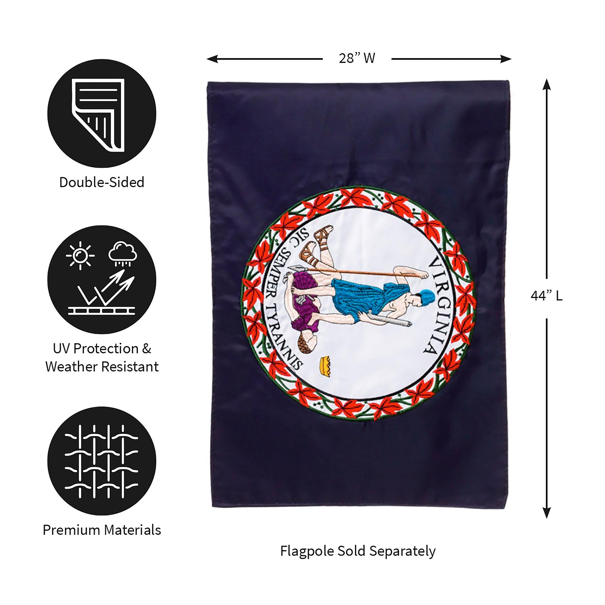 Virginia state flag applique flag by Evergreen Enterprises on Tampa Home & Garden Store