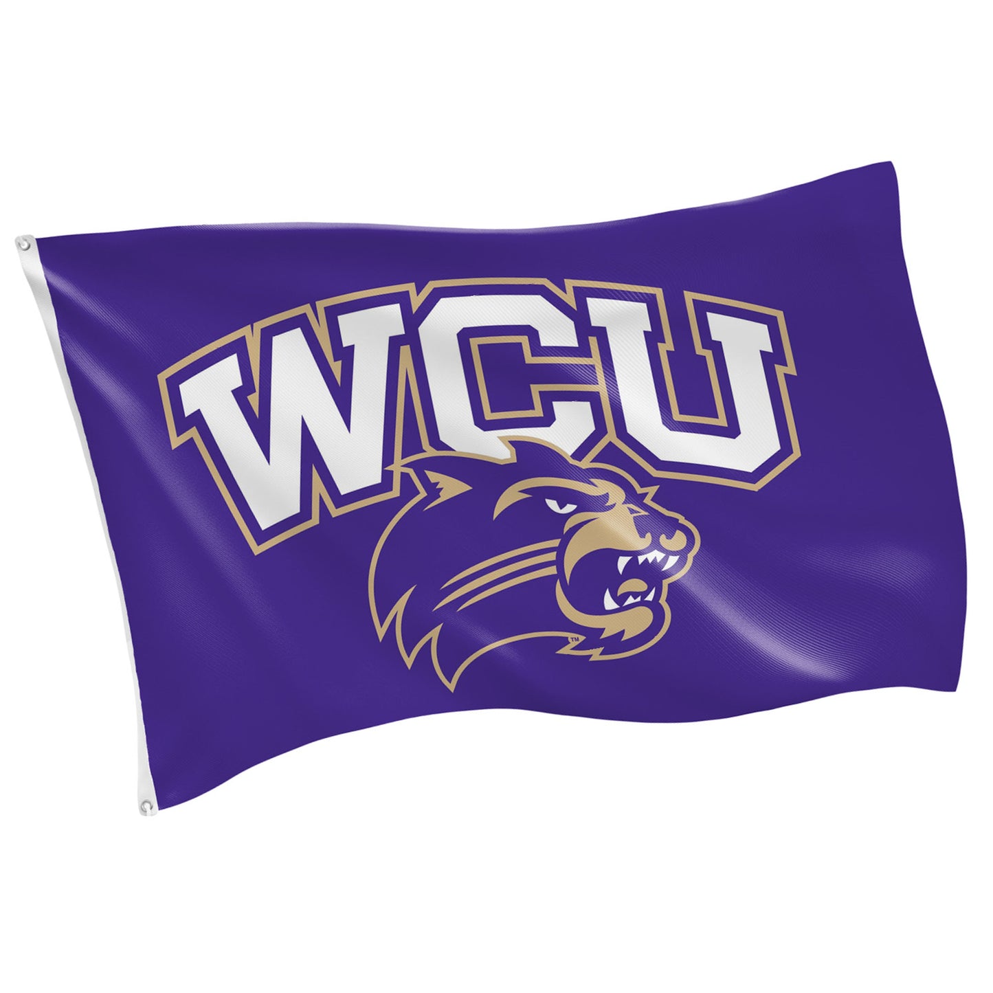 Flag WCU 3x5 sublimated with gold logo, 2 grommets Evergreen on Tampa Home & Garden Store