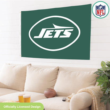 New York Jets single-sided sublimated green flag with 2 grommets, 3x5, Evergreen Enterprises on Tampa Home & Garden Store