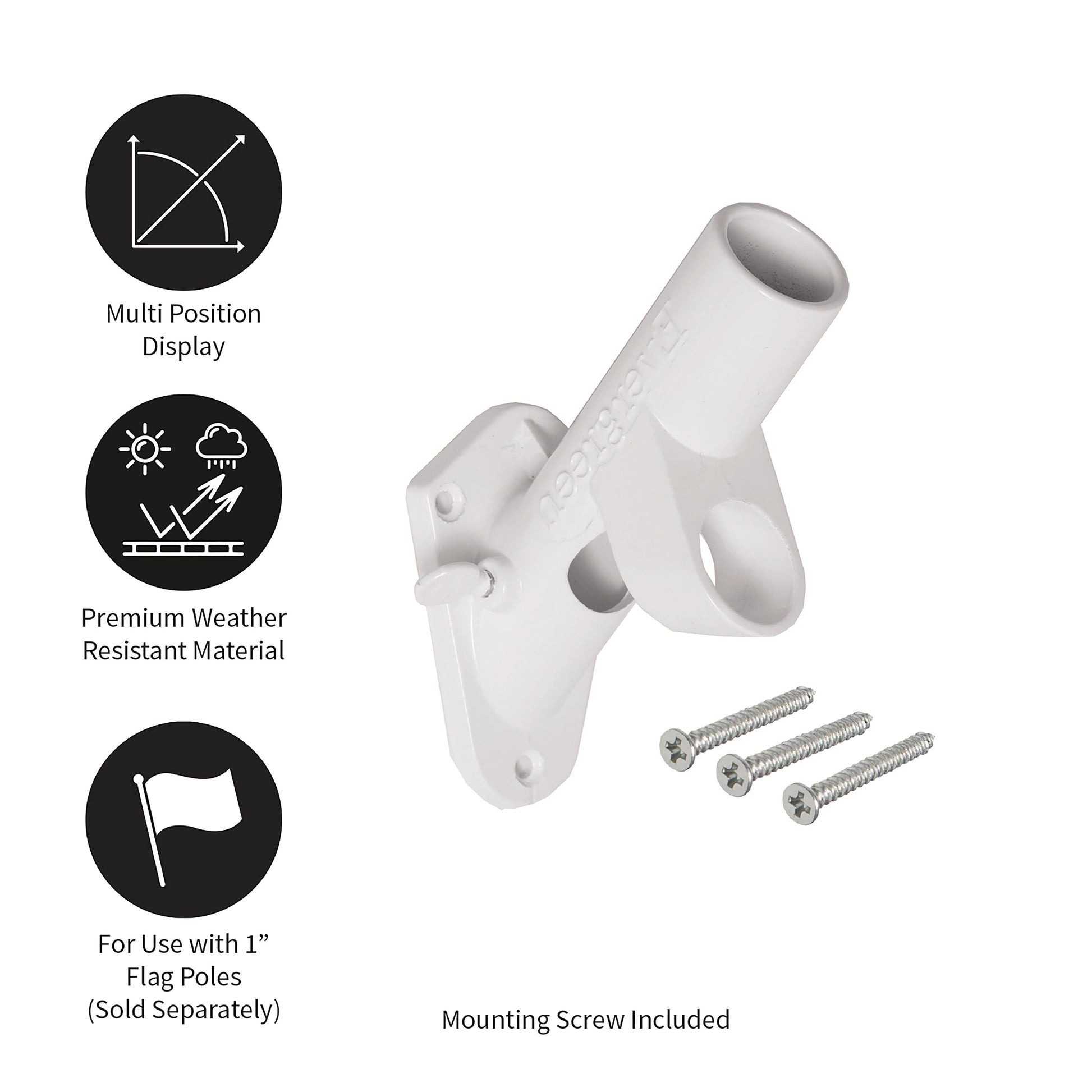 2-Position Aluminum House Flag Bracket white finish with mounting screws included on Tampa Home & Garden Store