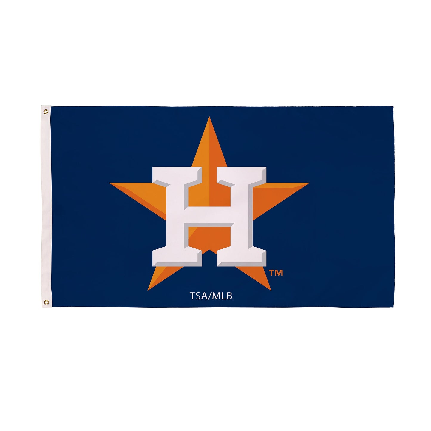 Houston Astros single-sided sublimated flag 3x5 with field and orange star, 2 grommets on Tampa Home & Garden Store